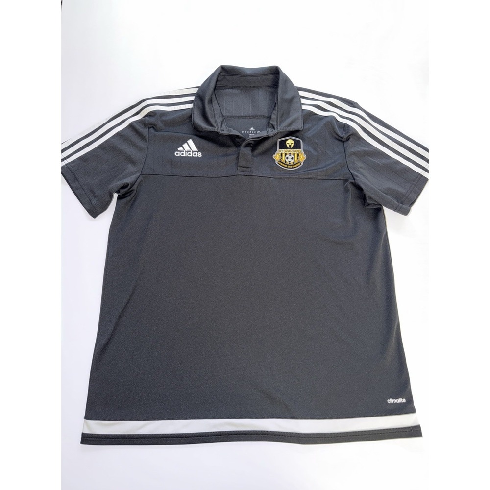 Adidas FC Spartans Men XL Soccer Polo Black White ClimAlite Team Soccer Boston